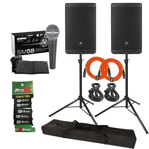(2) JBL Professional EON715 15" EON 700 PA Speakers with Orange Cables - Picture 1 of 12