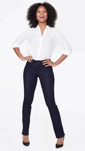 NYDJ Blue Marilyn Classic Straight JEANS Size Aus 16 USA 12 Stretch Pockets - Picture 1 of 8