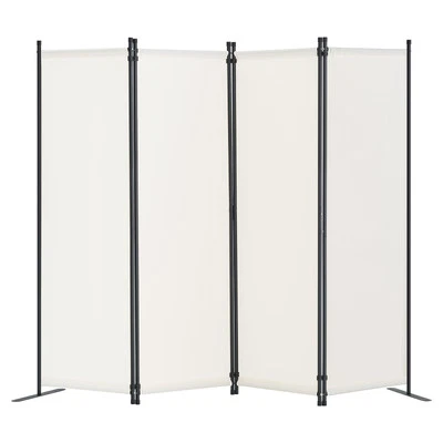 Uimoso Room Divider 4-Panel Folding Privacy Screen Fabric Partition Office White - Image 1 of 4