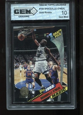 Shaquille O'Neal Rookie 1992-93 Topps Archives OURO #150 RC NBA GEM ESTADO PERFEITO 10 - Imagem 1 de 2