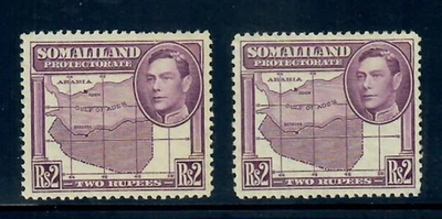 Somaliland Protectorate GVI SG102 Rs2 Purple Map MNH x2 Stamps Cat £28 Each - Image 1 of 2