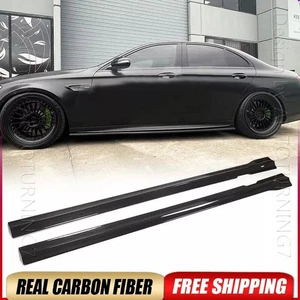 Panel de extensión de faldones laterales de carbono real para Benz W213 E43 E53 E63 2017-23 - Imagen 1 de 14