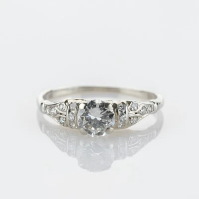 Art Deco Ring with 0.55 ct Diamond in Platinum & 14k White Gold - Image 1 of 4