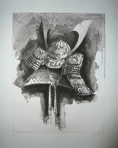 Titus Carmel Gerard Radierung signiert und nummeriert Samurai Japan Nikohelm - Bild 1 von 1