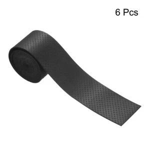 6Pcs Tennis Golf Racket Grip Tape Black PU Round Groove Non-Slip Absorb Sweat - Picture 1 of 13