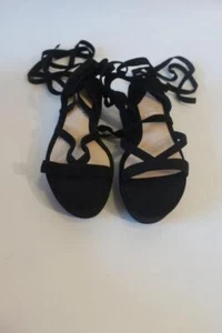 NWOB Womens Klik Black Suede Ankle Strap Tie Platform Wedge Sandals 6.5 * - Picture 1 of 6