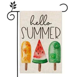 *NEW* BEAUTIFUL HELLO SUMMER POPSICLE WATERMELON GARDEN FLAG ~ 12'x18 - Picture 1 of 1