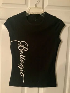 🌸 Bellagio Las Vegas Cotton Black Cap Sleeve Size M Ladies Pullover Top 🌸 - Picture 1 of 6