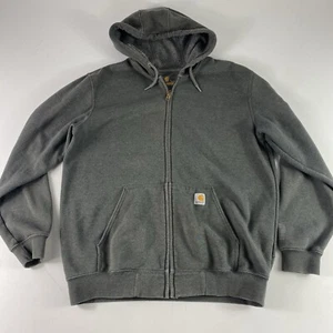 Carhartt Felpa con Cappuccio Uomo Grande Grigio Full Zip Antipioggia Coulisse 103674 026 - Foto 1 di 11