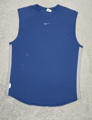 Camisa de Colección Nike Esfera Seca Para Hombres Pequeña Azul Textura Waffle Pullover Sin Mangas Foto 1 de 4