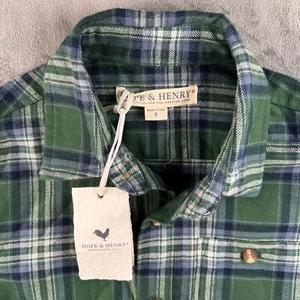 Hope & Henry Organic Cotton Flannel Shirt Boys Small Plaid GOTS Certified Soft - Picture 1 of 7