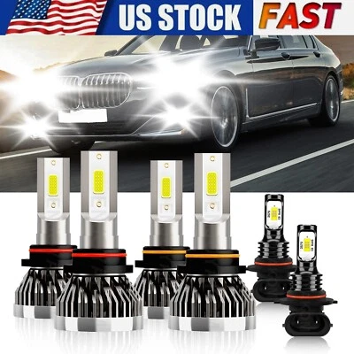 For BMW 740i 1993-1994 LED Headlight Car Bulbs High Low + Fog Light Bright White - Image 1 of 4