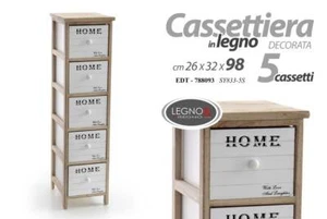 MOBILE CASSETTIERA 5 CASSETTI HOME IN LEGNO BICOLORE 26*32*98 CM EDT-788093 - Foto 1 di 1