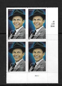 USA SC # 4265 Frank Sinatra , BLK4 Plate number . MNH - Picture 1 of 1