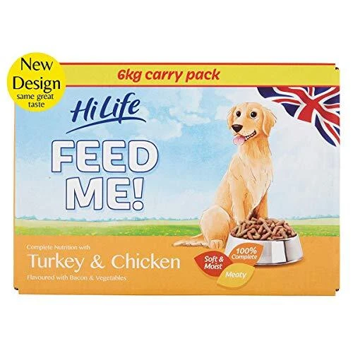 HiLife FEED ME! - Complete Dry Dog Food - Turkey Chicken Bacon Vegetables -