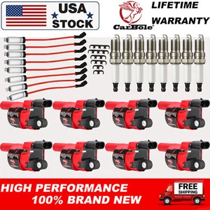 8* Bobina de encendido + bujía + juego de cables para Chevy Silverado 1500 GMC Tahoe D514A - Imagen 1 de 13