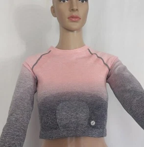 Women's Gym crop top Tank Long sleeve seamlees sports shirt fitness workout S - Picture 1 of 7