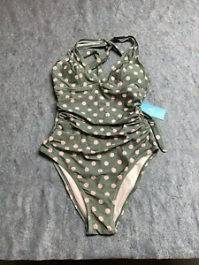 Neu mit Etikett Cupshe Badeanzug Einteiler Größe Extra Small grün rosa gepunktet - Bild 1 von 6
