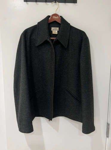 HERMÈS Giacca Hermes 100% cashmere con colletto e zip grigio