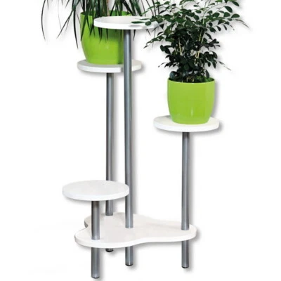 Blumenständer Dekoständer Blumenregal 4 Pflanzen Dekoration Ständer weiß Ablage - Bild 1 von 2