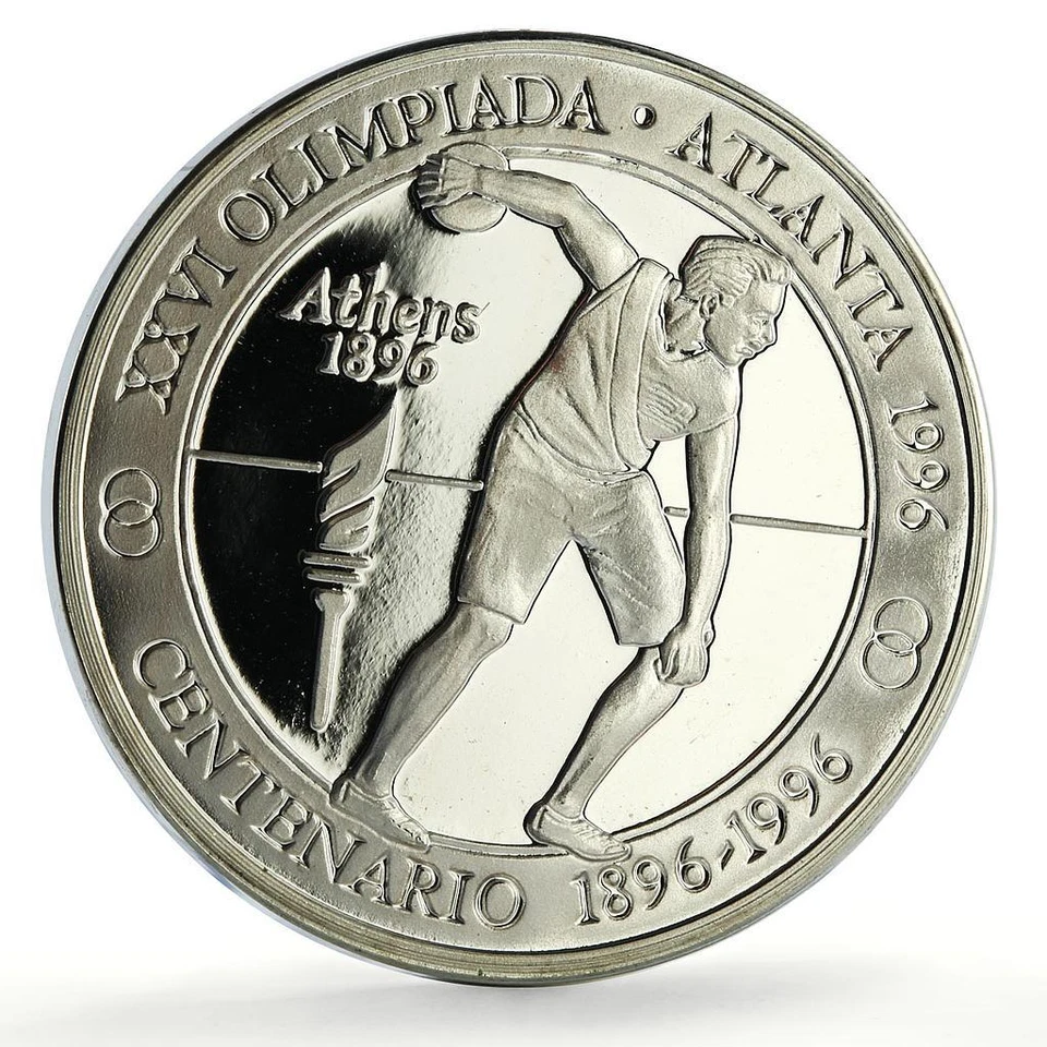 Peru 20 soles Atlanta Olympic Games Discus Thrower Piefort silver coin 1996 - Image 1 of 4