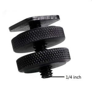 1/4" Dual Nuts Tripod Mount Screw to Flash Digital Camera Hot Shoe Adapter Tool