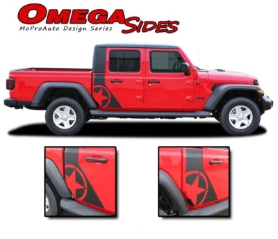 For 2020-2024 Jeep Gladiator Side Decal OMEGA Star Stripes 3M Vinyl Graphics Kit - Image 1 of 4