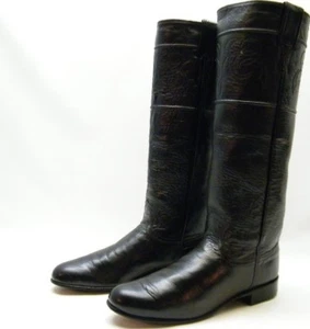 WOMENS JUSTIN TALL BLACK KNEE HIGH RIDING LEATHER COWBOY WESTERN BOOTS 5.5~1/2 A - Picture 1 of 1