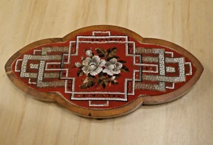 Fussbank - Biedermeier - Mahagoni furniert - Perlstickerei - Bild 1 von 7