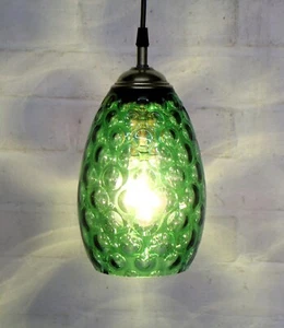 Ceiling Light Borske Sklo glass Bottle Green Optic Pendant New Fittings Retro - Picture 1 of 13