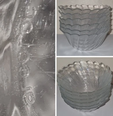 6 x Arcoroc France Clear 5” Diameter Scalloped Edge Glass Bowl - Very Worn - Image 1 of 4