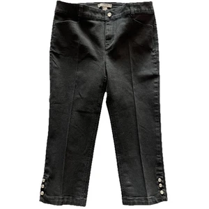 Chico’s Cropped Jeans Mid Rise Damen Größe 1 Small Schwarz Denim Strass - Bild 1 von 9