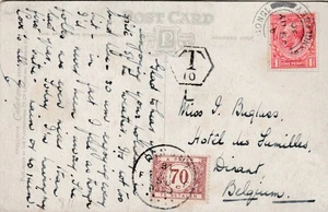 GB to Belgium TYN Y GONGL George V 1d ppc 70c Postage Due 1930 - Picture 1 of 1