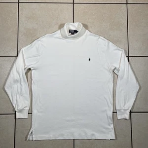 Vintage Polo Ralph Lauren Long Sleeve White USA Made Turtleneck Shirt Large - Picture 1 of 10