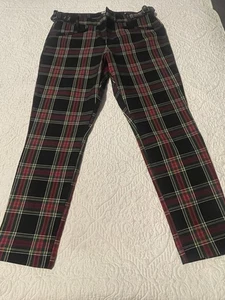 GAP Skinny Ankle Pants Womens 12 Tartan Plaid Mid Rise Stretchy Equestrian Prep - Picture 1 of 9