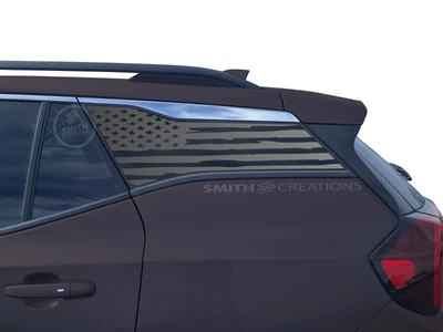 Fits 2018-2025 GMC Terrain Rear Side Window Distressed US Flag Decal Version 2 Foto 1 de 3