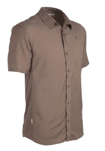 Icebreaker Departure Button Down Collared Shirt Short Sleeve Breathable Brown XL - Picture 1 of 12