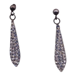 925 Sterling Silver Crystal Teardrop Earrings Acid Tested - Picture 1 of 5