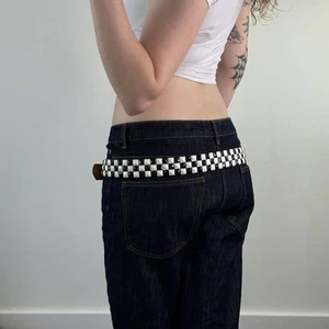 Y2K vintage studded black white belt checkered emo alt - Picture 1 of 8