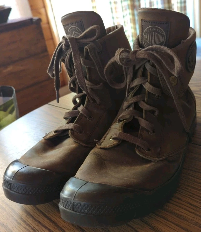 Botas de combate al tobillo de cuero paladio para hombre talla 11 marrón  Foto 1 de 4