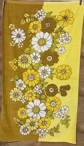 vintage 70s fieldcrest coordinated fashion flowers towel Yellow Floral 25x44 - Picture 1 of 5