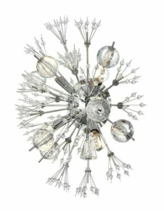 CRYSTAL GLASS WALL SCONCE CHROME SPUTNIK MODERN LIVING ROOM BEDROOM 4 LIGHT 19" - Picture 1 of 8