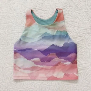 DSG Girl's Sports Tank Top, Multicolor Mountain Print - Picture 1 of 3