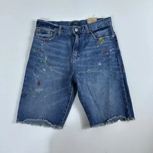 Polo Ralph Lauren Boy's The Sullivan Slim Splatter Denim Cut Off Jeans Size 20 - Picture 1 of 6