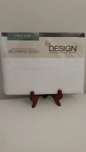 JCPenney by Design Smooth Touch Percale Twin Flat Sheet Solid White Made in USA - Picture 1 of 7