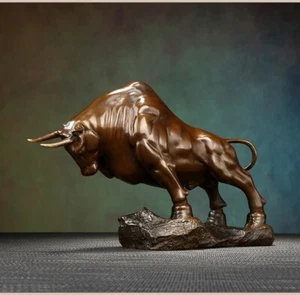 3600g, Home Wealth Fengshui Brass Copper Lucky Ox Bull cattle Statue Sculpture - Picture 1 of 12
