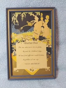 Vintage 1930 "Mother Dear"  Framed Poem Picture ~ Shimmering Gold Accents  - Picture 1 of 5