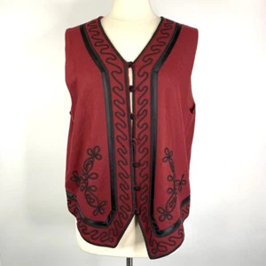 Vtg Cambridge Dry Goods womens Maroon Black Goth Medieval Vest Size XL - Picture 1 of 7