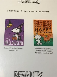 6 verschiedene Hallmark Happy Halloween Karten SNOOPY PEANUTS WOODSTOCK 4x6 Paket - Bild 1 von 3