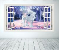 Majestic Unicorn Little Fairies Wall Stickers Mural Decal Poster Kids Room BL41